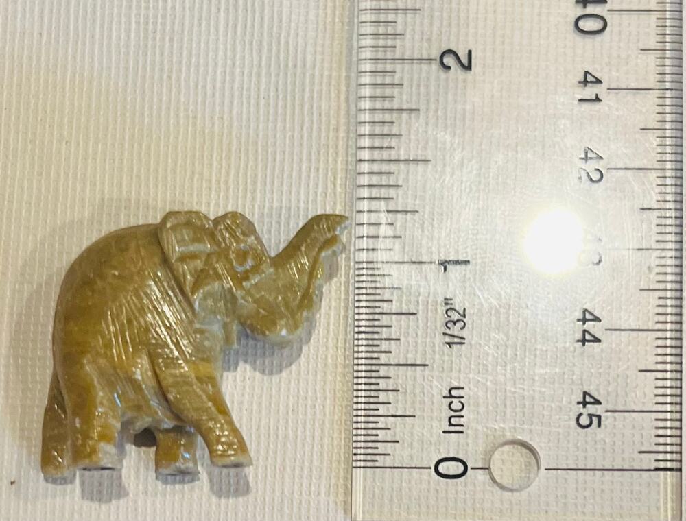 Vintage Hand Carved SoapStone‎ Elephant Figurine Lucky Trunk Up Mini Folk Art